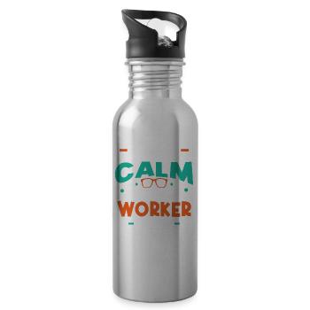 Bleib Ruhig Die Sozialarbeiterin Ist Da Ausbildung - Trinkflasche mit integriertem Trinkhalm - Lightsilver - Rechts