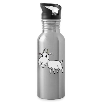 Ziege Niedlich - Trinkflasche mit integriertem Trinkhalm - Lightsilver - Rechts