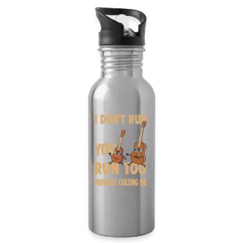 I Don't Run And If You See Me Running You Should - Trinkflasche mit integriertem Trinkhalm - Lightsilver - Rechts