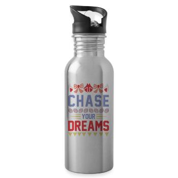 Live Your Dreams Unicorn - Water bottle with straw - silver - Right