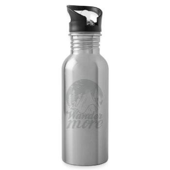 Hiking Nature Outdoor Mountains - Water bottle with straw - silver - Right