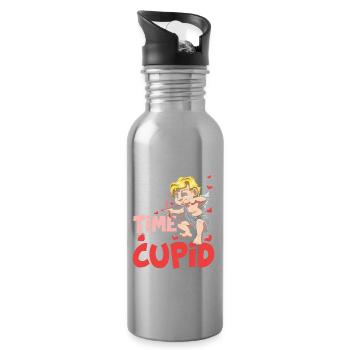 Ain't Got Time For Cupid für den Partner - Trinkflasche mit integriertem Trinkhalm - Lightsilver - Rechts