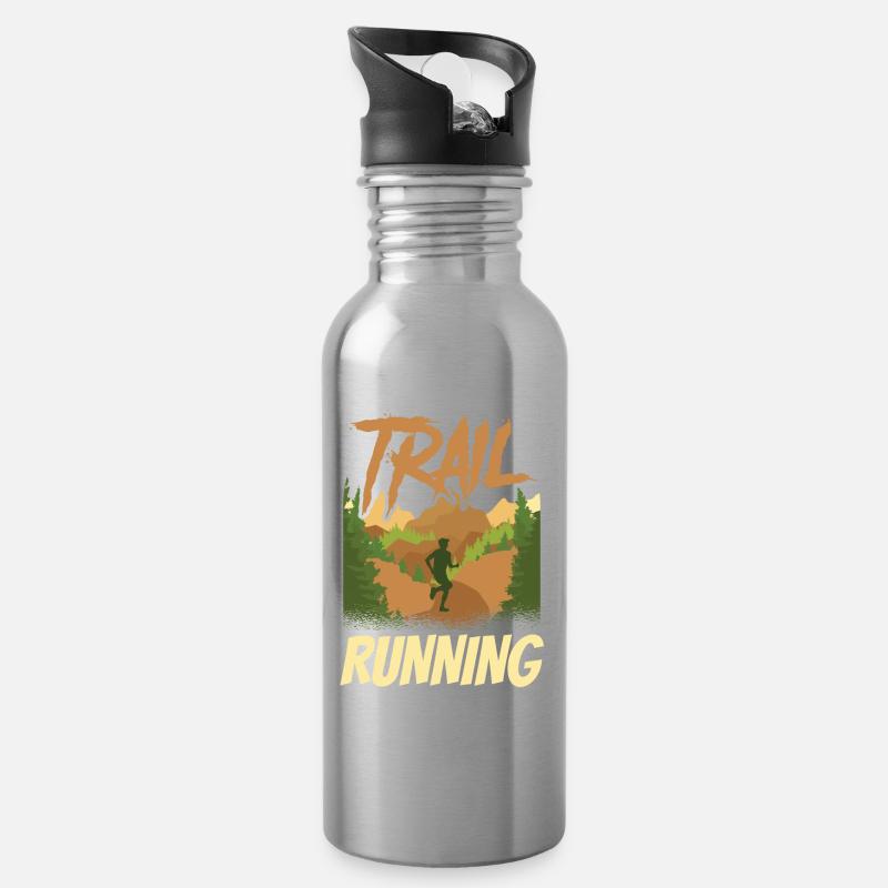 Trail Running Rennen Traillauf Runner - Trinkflasche mit integriertem Trinkhalm - Lightsilver