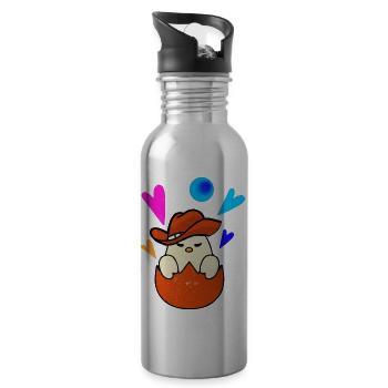 Cowboy Love Funny - Water bottle with straw - silver - Right