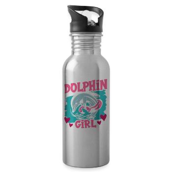 Dolphin Girls Dolphin Dolphins Dolphin Lovers - Gourde avec paille intégrée - argent clair - Droite