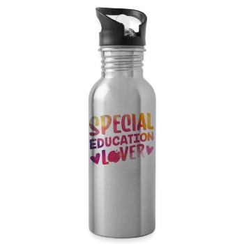 Special Education Lovers Special Education Teachers - Water bottle with straw - silver - Right