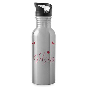 Proud Pilates Mama Lover Mother Mommy - Water bottle with straw - silver - Right