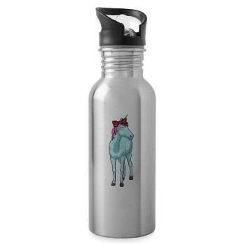 Nœud en poil de licorne - Gourde avec paille intégrée - argent clair - Droite