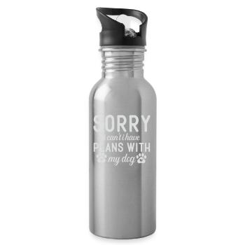 Sorry, can't, have plans with my dog - Water bottle with straw - silver - Right