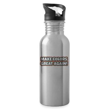 Make Colors Great Again Colorful World Hippie Colors - Water bottle with straw - silver - Right
