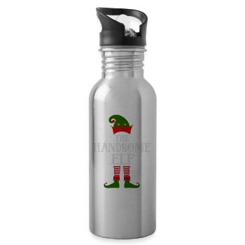 Lustiges Der gutaussehende Elf Christmas Design - Trinkflasche mit integriertem Trinkhalm - Lightsilver - Rechts