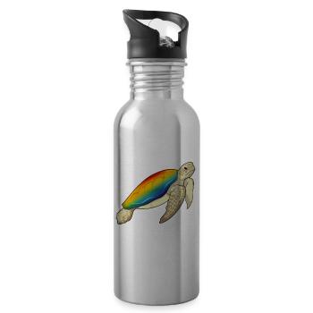Turtle Rainbow - Water bottle with straw - silver - Right