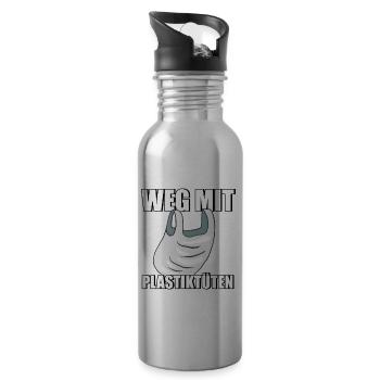 Weg mit Plastiktüten Umweltschutz Rettet die Meere - Trinkflasche mit integriertem Trinkhalm - Lightsilver - Rechts