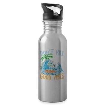 Don't Kill My Good Vibes für einen Surfer - Trinkflasche mit integriertem Trinkhalm - Lightsilver - Rechts