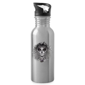 Totenkopf - Trinkflasche mit integriertem Trinkhalm - Lightsilver - Rechts