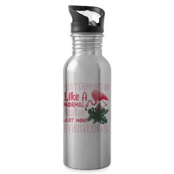 Sistermingo Like Normal Sister Flamingo - Water bottle with straw - silver - Right