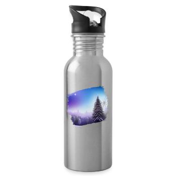 Winterlandschaft - Trinkflasche mit integriertem Trinkhalm - Lightsilver - Rechts