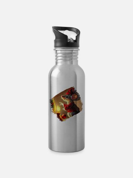 Weihnachtsgeschenk - Trinkflasche mit integriertem Trinkhalm - Lightsilver
