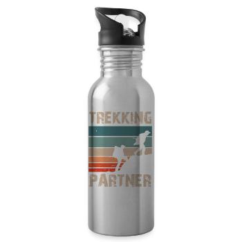 Trekking Partner Wanderer Wandern Wanderung - Trinkflasche mit integriertem Trinkhalm - Lightsilver - Rechts