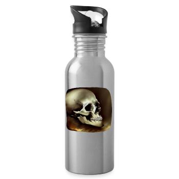 Totenkopf für Rocker - Trinkflasche mit integriertem Trinkhalm - Lightsilver - Rechts