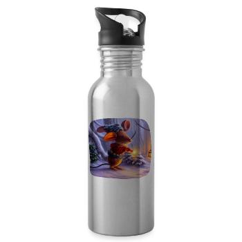 Christmas motif mouse - Water bottle with straw - silver - Right