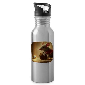 Christmas motif mouse - Water bottle with straw - silver - Right