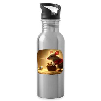 Christmas motif mouse - Water bottle with straw - silver - Right