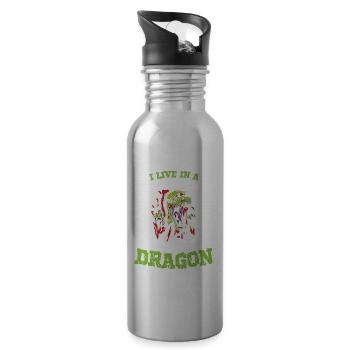 I Live In A Fantasy World I Nearly Fell Off My - Trinkflasche mit integriertem Trinkhalm - Lightsilver - Rechts