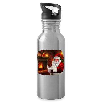 Père Noël - Gourde avec paille intégrée - argent clair - Droite