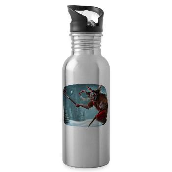 Christmas motif Krampus - Water bottle with straw - silver - Right