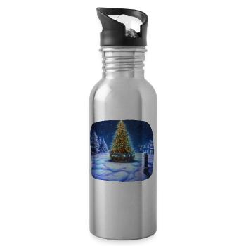 Christmas motif Christmas tree - Water bottle with straw - silver - Right