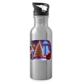 Christmas tree - Water bottle with straw - silver - Right