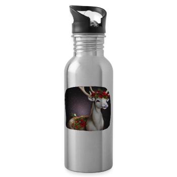 Reindeer - Water bottle with straw - silver - Right