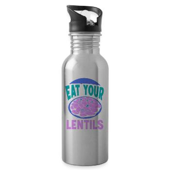 Eat Your Lentil Lentil Soup Food - Water bottle with straw - silver - Right