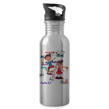 Psalm 8,3 - Trinkflasche mit integriertem Trinkhalm - Lightsilver - Rechts
