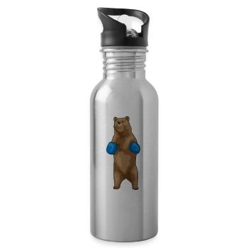 Bear Boxer Boxing Gloves Boxing - Water bottle with straw - silver - Right