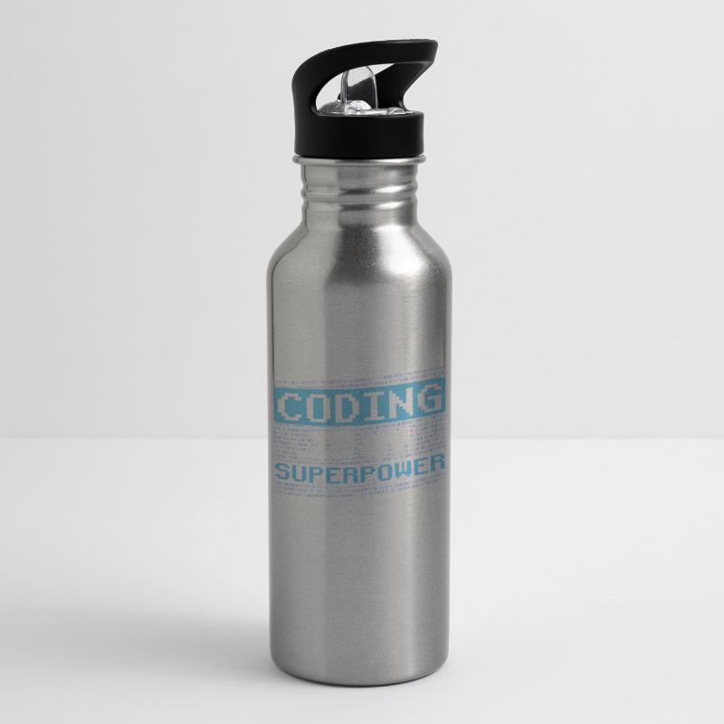 Coding Ist Meine Superkraft Coder Programmierer Trinkflasche mit integriertem Trinkhalm