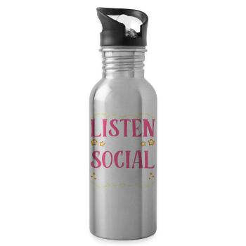 Listen to the school social worker profession school - Water bottle with straw - silver - Right