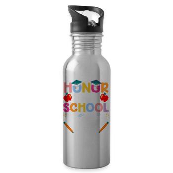 Honorez votre école Travailleur social en travail social scolaire - Gourde avec paille intégrée - argent clair - Droite