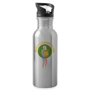 Beach Clean Up Team Beach Beach Cleaning - Water bottle with straw - silver - Right