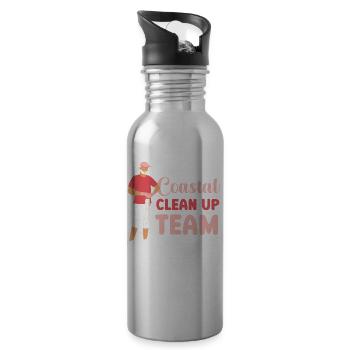 Beach Clean Up Beach Coastal Cleanup Team - Water bottle with straw - silver - Right
