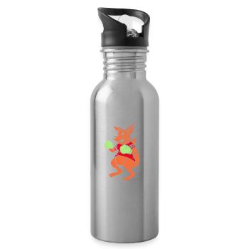I fought with a kangaroo kangaroo animal - Water bottle with straw - silver - Right