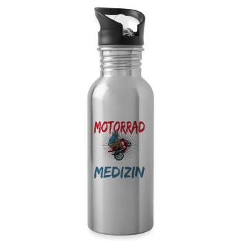 MEIN MOTORRAD IST DIE EINZIGE MEDIZIN DIE ICH - Trinkflasche mit integriertem Trinkhalm - Lightsilver - Rechts