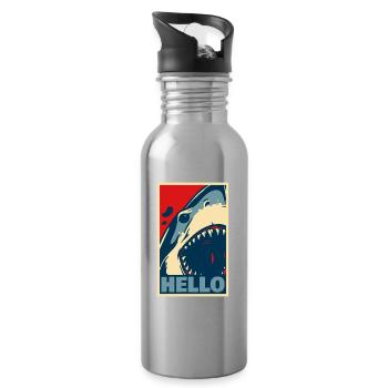 Hello Shark - Water bottle with straw - silver - Right