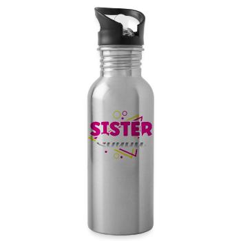 Schwestern Team Freund Schwester Freundschaft - Trinkflasche mit integriertem Trinkhalm - Lightsilver - Rechts