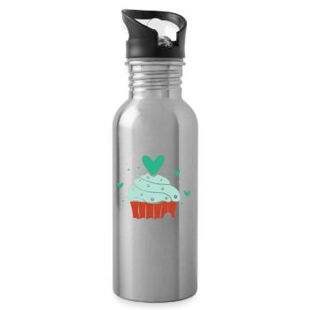 Would trade my sister for cupcakes sweet - Water bottle with straw - silver - Right