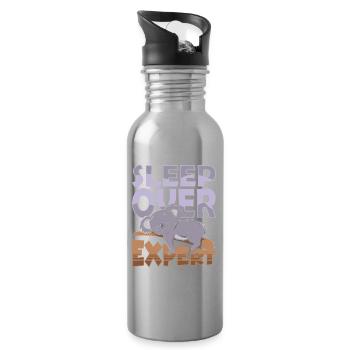 Experte Für Übernachtungen Übernachten Süß Party - Trinkflasche mit integriertem Trinkhalm - Lightsilver - Rechts