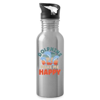 Delfine Machen Mich Glücklich Delphin Delfin - Trinkflasche mit integriertem Trinkhalm - Lightsilver - Rechts