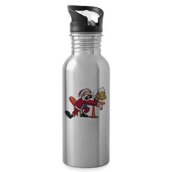 Ho Hol mir mal ein Bier Ugly Christmas Xmas Idee - Trinkflasche mit integriertem Trinkhalm - Lightsilver - Rechts
