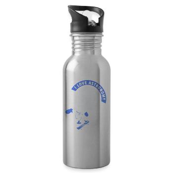 I Love Astronomy Astronaut Space Rocket - Water bottle with straw - silver - Right
